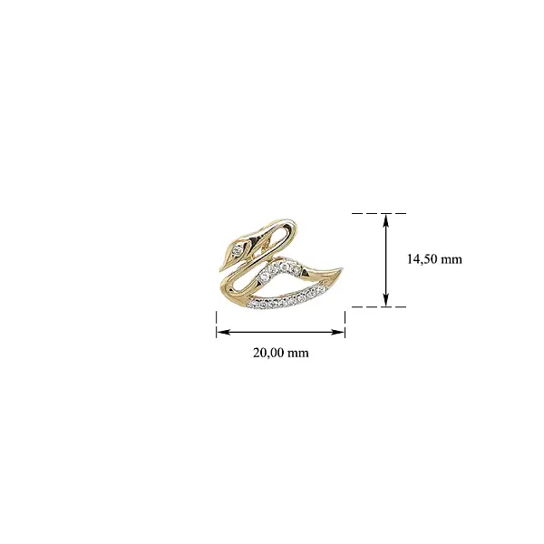 Gold Pendant Swan with Zircons