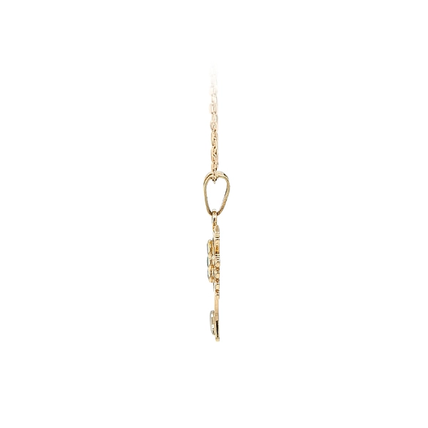 Gold Pendant Trumpet with Coloured Stones