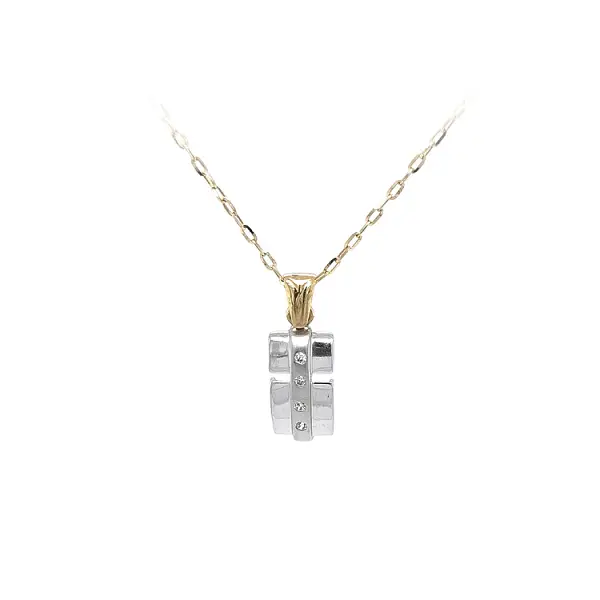 Gold Pendant with Zircons made of Combined Gold