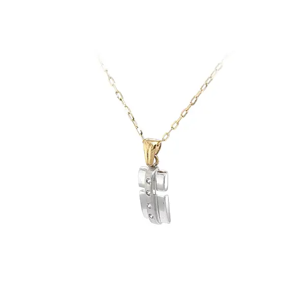 Gold Pendant with Zircons made of Combined Gold