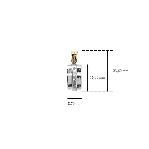 Gold Pendant with Zircons made of Combined Gold