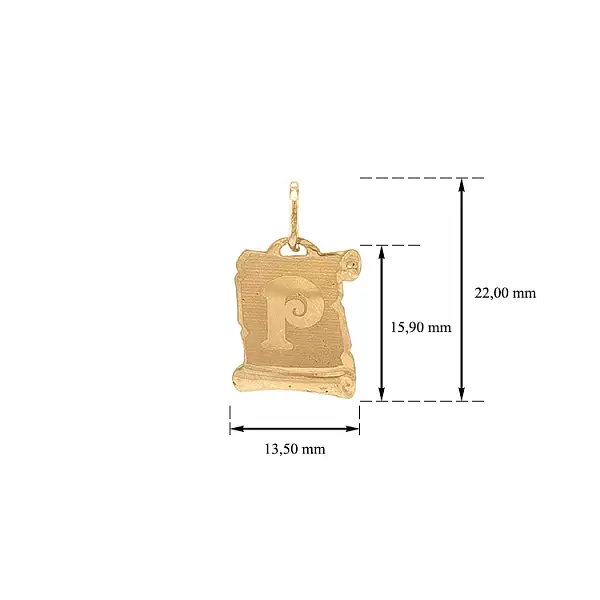 Gold Pendant Letter P