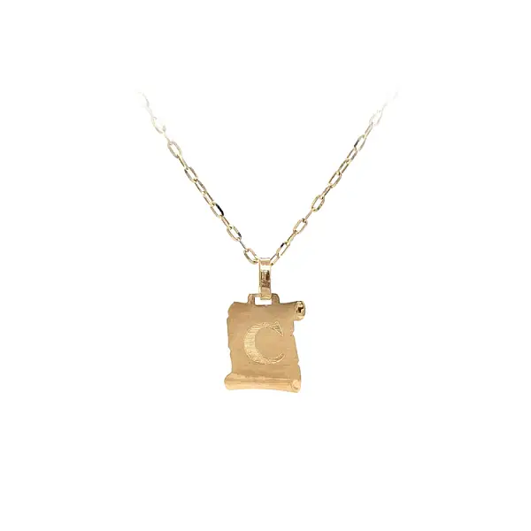 Gold Pendant Parchment Letter C