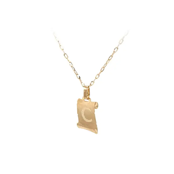 Gold Pendant Parchment Letter C