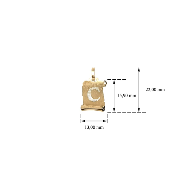 Gold Pendant Parchment Letter C