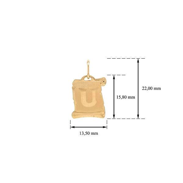 Gold Pendant Letter U