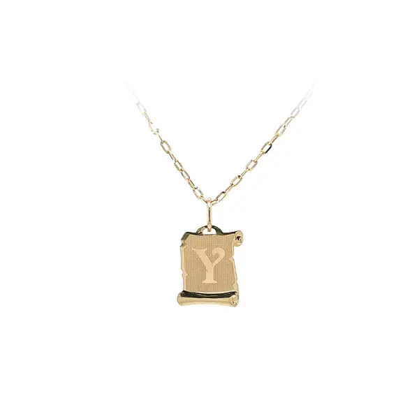 Gold Pendant Parchment Letter Y