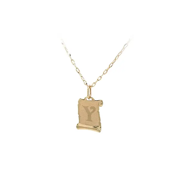 Gold Pendant Parchment Letter Y