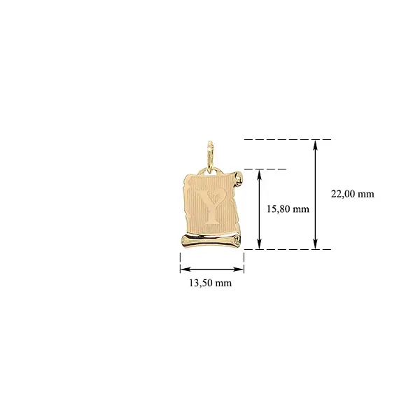 Gold Pendant Parchment Letter Y