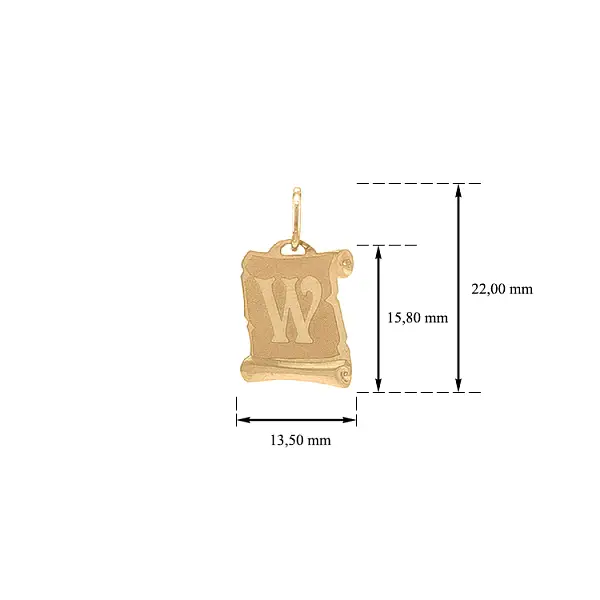 Gold Pendant Letter W
