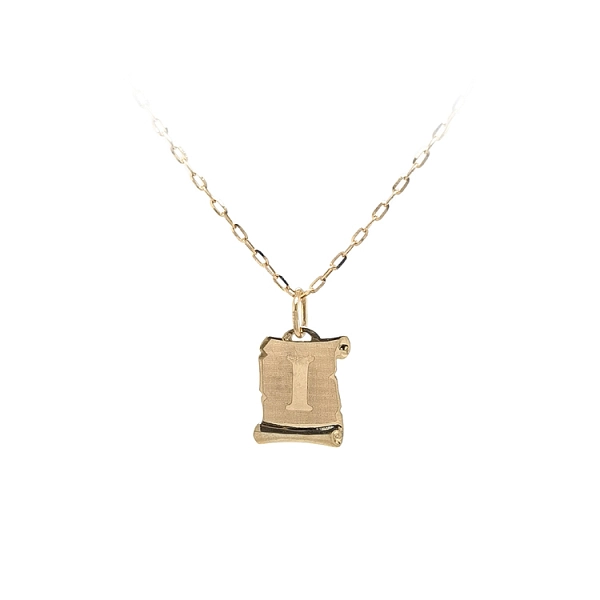 Gold Pendant Parchment Letter I