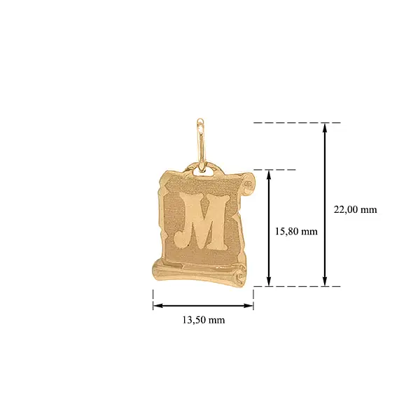 Gold Pendant Letter M