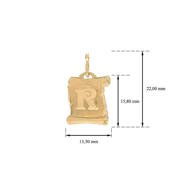 Gold Pendant Letter R