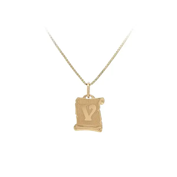 Gold Pendant Letter V