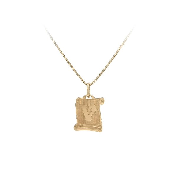 Gold Pendant Letter V