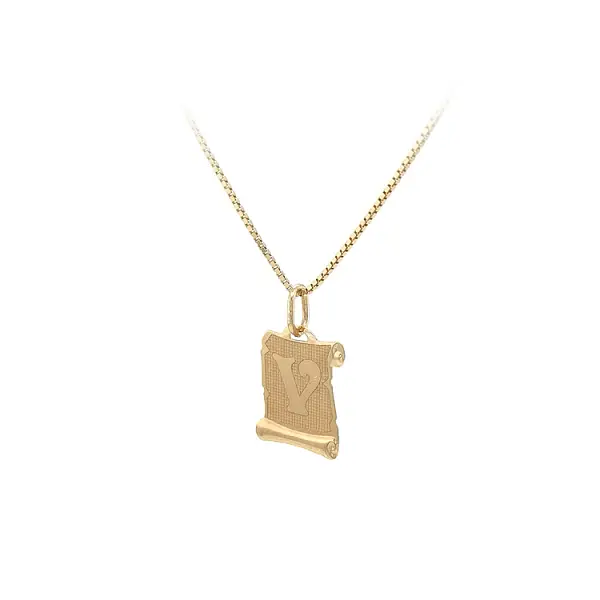 Gold Pendant Letter V
