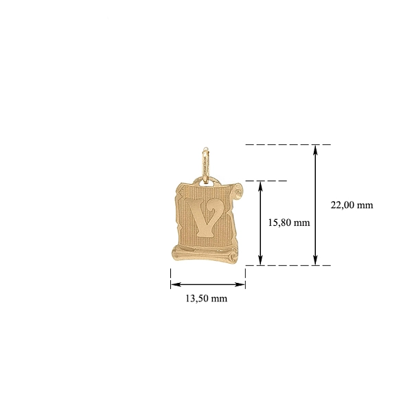 Gold Pendant Letter V