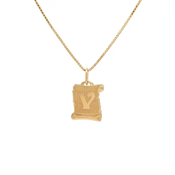 Gold Pendant Letter V