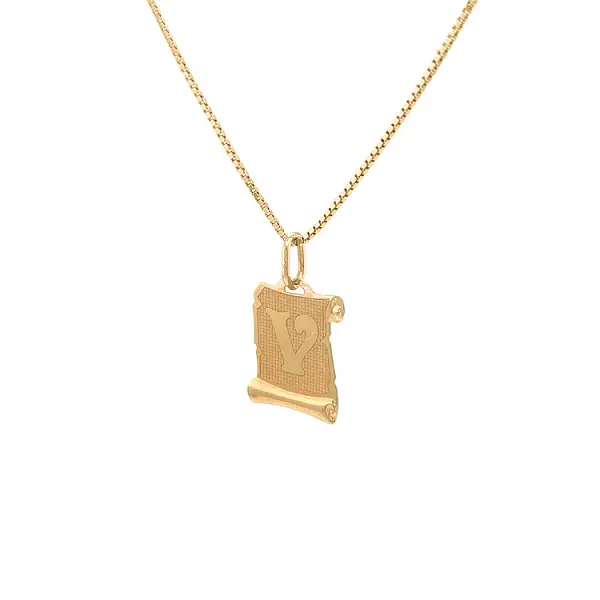 Gold Pendant Letter V