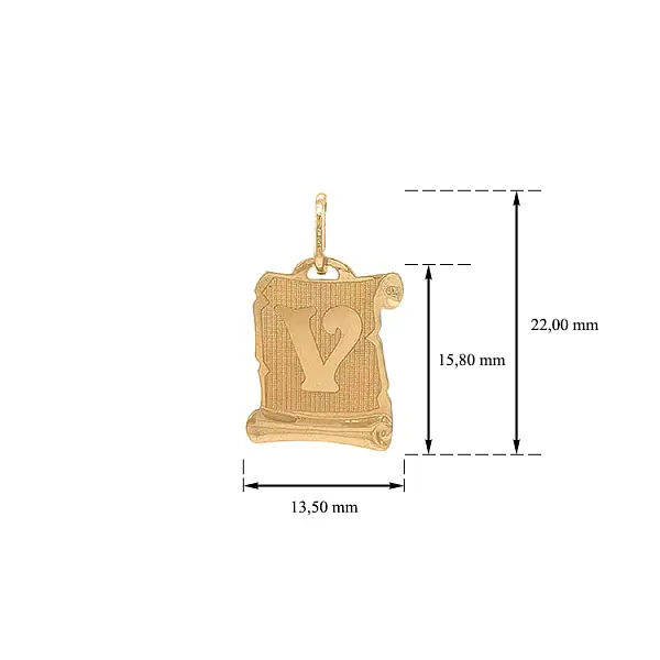 Gold Pendant Letter V