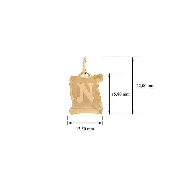 Gold Pendant Letter N