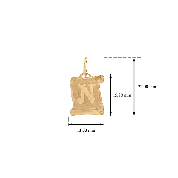 Gold Pendant Letter N