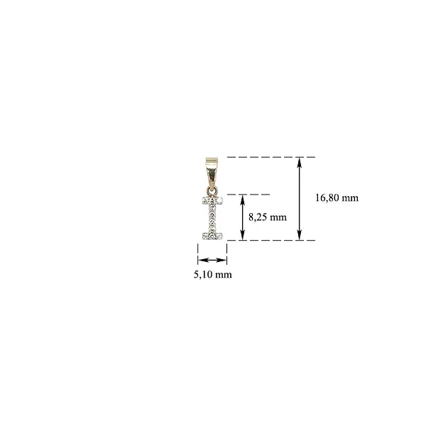 Gold Pendant Letter I with Zircones