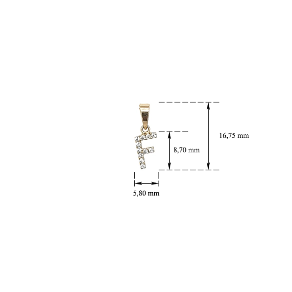 Gold Pendant Letter F with Zirconia