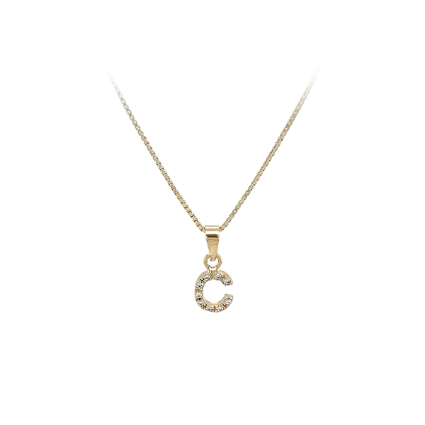 Gold Pendant with Zircons Letter C
