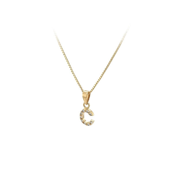 Gold Pendant with Zircons Letter C