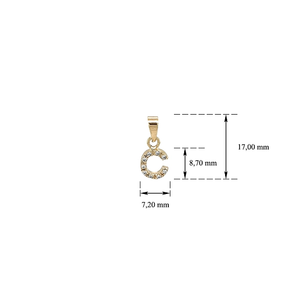 Gold Pendant with Zircons Letter C