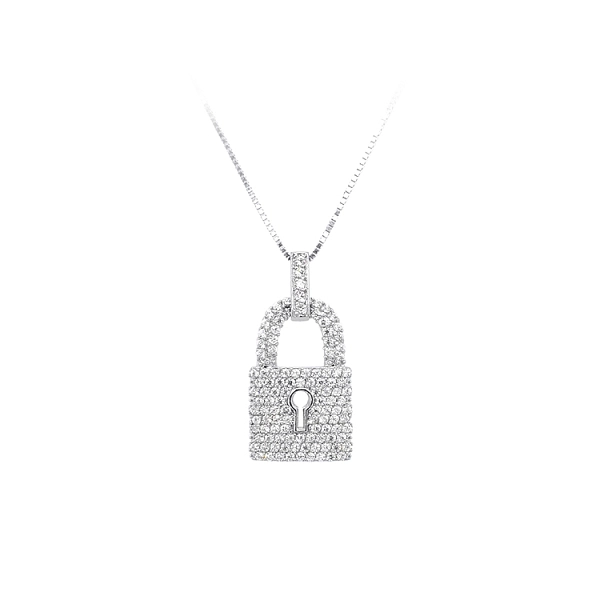 Pendant Padlock with White Gold Zicrons