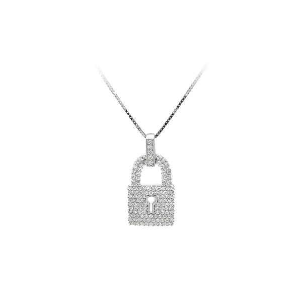 Pendant Padlock with White Gold Zicrons
