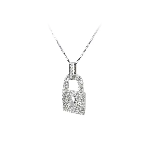 Pendant Padlock with White Gold Zicrons