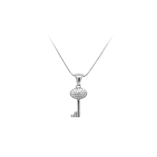 Pendant Key with White Gold Zircons