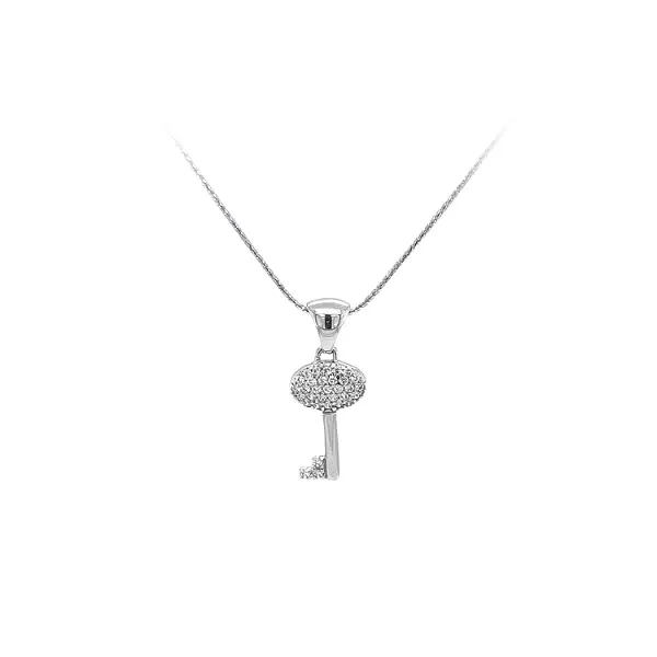 Pendant Key with White Gold Zircons