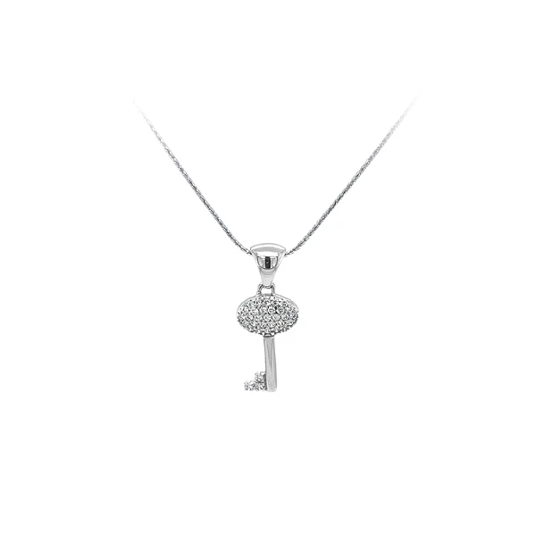Pendant Key with White Gold Zircons