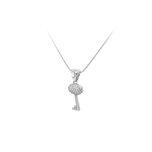 Pendant Key with White Gold Zircons
