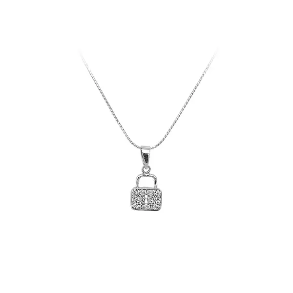 Pendant Padlock with White Gold Zircons