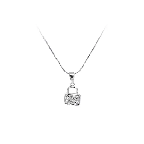 Pendant Padlock with White Gold Zircons
