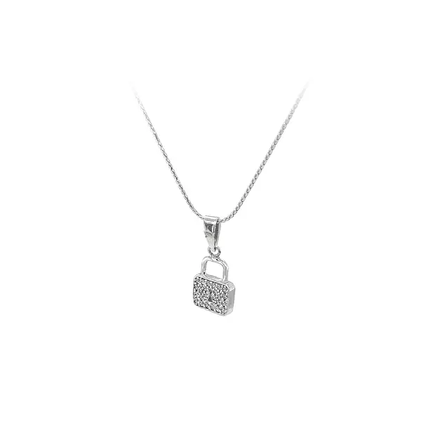 Pendant Padlock with White Gold Zircons