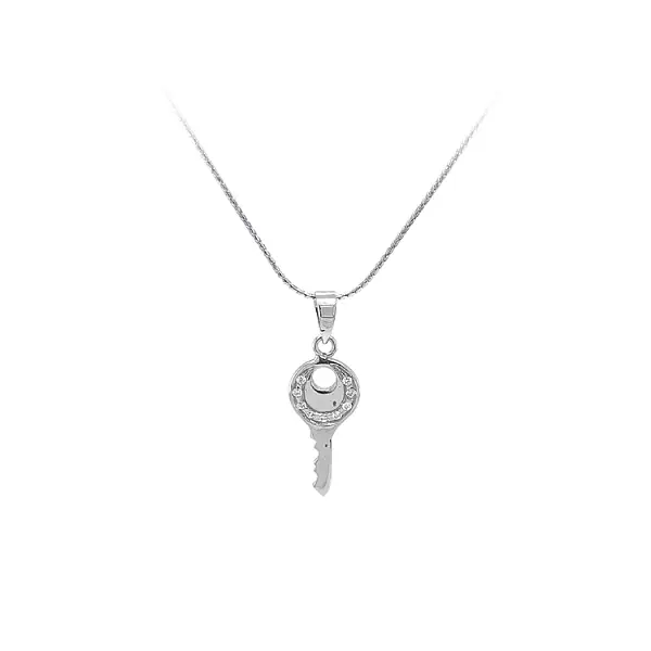 Pendant Key with White Gold Zircons
