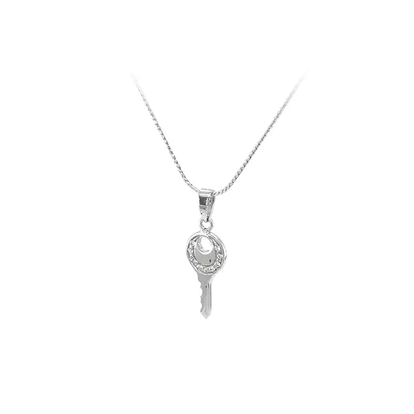 Pendant Key with White Gold Zircons