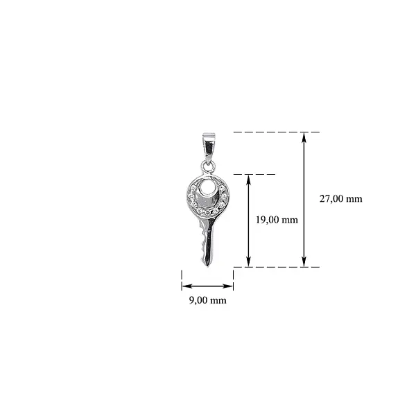 Pendant Key with White Gold Zircons