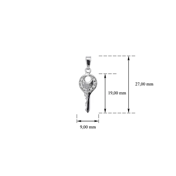 Pendant Key with White Gold Zircons