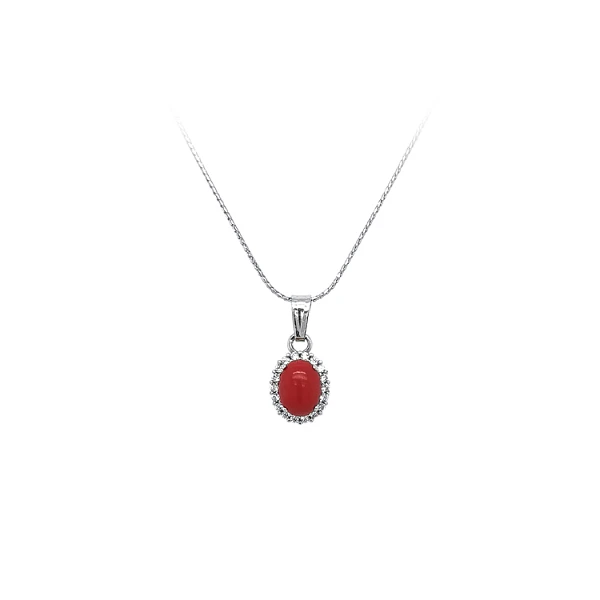 Pendant with Coral and Zircons