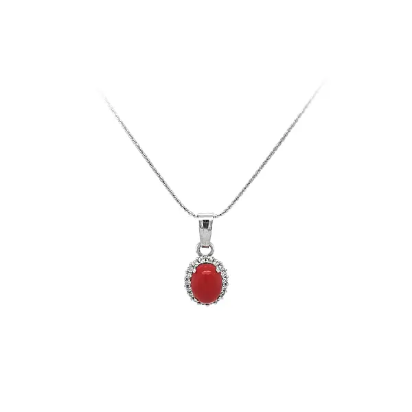 Pendant with Coral and Zircons