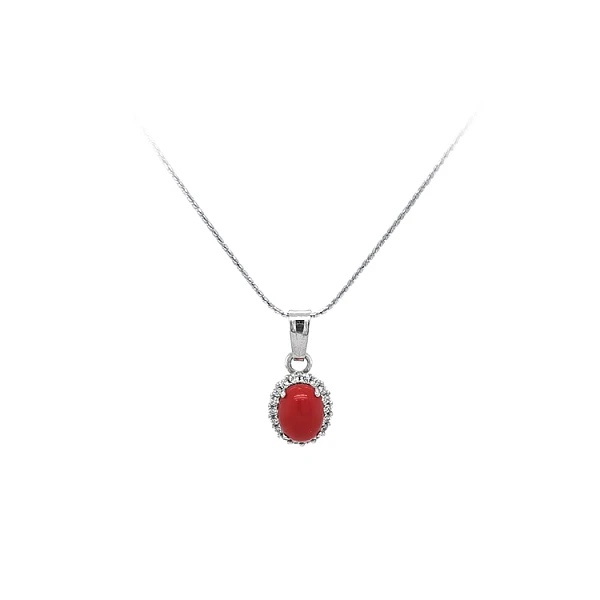Pendant with Coral and Zircons