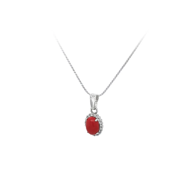 Pendant with Coral and Zircons