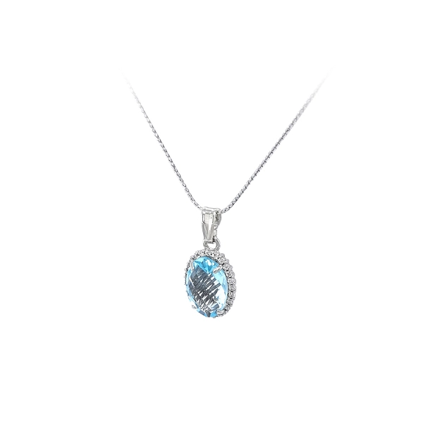 Gold Pendant with Blue Stone
